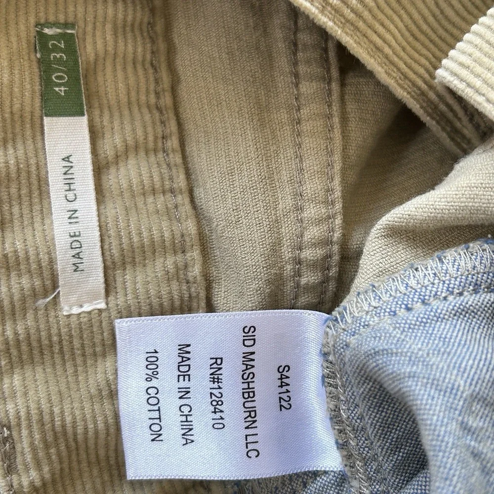 Sid Mashburn Corduroy Pants Men 40X32 Button Fly Straight Leg Mid Rise Beige Tan